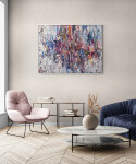 Deep, rich colours--blues, purple and orange punctuated by a background of bright white add depth and energy to this painting by abstract ar… Image 8