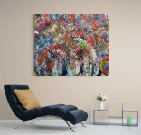 A kaleidoscope of colour bursts from the confines of the canvas in this dynamic and textured acrylic painting by Adam Cohen. Image 10