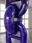 This large glossy blue contemporary sculpture was created by Alexander Caldwell. Image 4