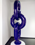 This large glossy blue contemporary sculpture was created by Alexander Caldwell. Image 3