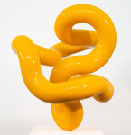 This minimalist metal outdoor sculpture in bright yellow was created by Canadian sculptor Alexander Caldwell. Image 3