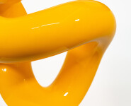 This minimalist metal outdoor sculpture in bright yellow was created by Canadian sculptor Alexander Caldwell. Image 6