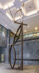 A high modern abstract, monumentally-scaled sculpture by sculptor, André Fauteux, in welded steel and brass. Image 2