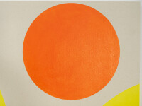 This minimalist colourful painting is the landscape reimagined and features the image of a sun. Image 8