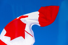 This pop art print of a Canadian flag is by Charles Pachter. Image 5