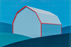 This pop art print is a colorful image of a barn created by Charles Pachter. Image 2