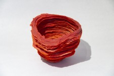 In a stunning warm red, this table top glass sculpture was created by Cheryl Wilson-Smith. Image 4