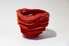 In a stunning warm red, this table top glass sculpture was created by Cheryl Wilson-Smith. Image 3