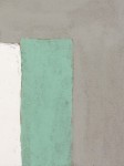 Two vertical rectangles in olive and light brown on a light burnt umber ground are an elegant representation of a still life by David Cantin… Image 4