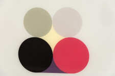 Four curated circles form a contemplative pyramid on a gray ground in this esquisite painting by David Cantine. Image 2