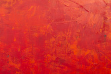 In this colourful abstract painting by David Sorensen, bright red draws the viewer’s eye. Image 6