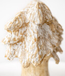 Hand carved from the richly marked cream-coloured Sienna Travertine, this contemporary tabletop sculpture of a walnut tree is by Doug Robins… Image 6