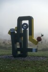 This contemporary abstract sculpture is made of steel in a geometric form and represents a female. Image 12