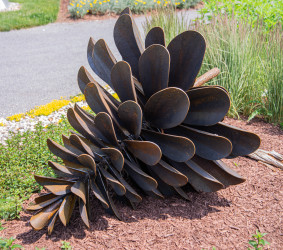 The large pine cone sculptures by Floyd Elzinga have become beloved and collected classics that now grace many public venues in the country.