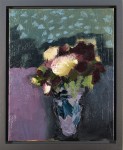 Deep colours of burgundy and cream flowers dominate the canvas in this beautiful oil painting by British artist Jennifer Hornyak. Image 2