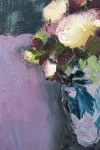 Deep colours of burgundy and cream flowers dominate the canvas in this beautiful oil painting by British artist Jennifer Hornyak. Image 4