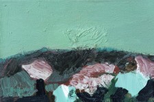 Layered shapes of a cobbled road, turquoise trees and sky verge on the abstract in this playful landscape by Jennifer Hornyak. Image 3