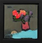 A single neon-red bloom pops from the background in this lively still life by Jernnifer Hornyak. Image 2