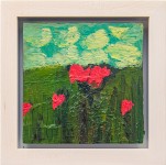 In this lovely oil painting by Jennifer Hornyak, bright red flowers—perhaps poppies stand in a field of green. Image 2