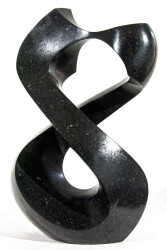 Smooth-surfaced, engineered black granite is sculpted into an elegant figure eight by Jeremy Guy.