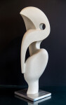 Smooth surfaced, white marble has been engineered into a poetic and modern depiction of a heron by sculptor Jeremy Guy. Image 2