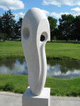 This modern outdoor sculpture was created in marble by Jeremy Guy. Image 2