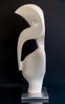 Smooth surfaced, white marble has been engineered into a poetic and modern depiction of a heron by sculptor Jeremy Guy. Image 3