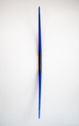 This contemporary glass wall sculpture in deep blue is by John Paul Robinson.