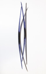 This contemporary blue glass wall sculpture is made by a Canadian artist.