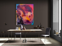 An explosion of colour radiates from one side of the canvas in this extraordinary abstract painting dedicated to renowned NY art critic, Cle… Image 10