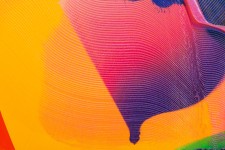 In this intense and provocative painting by Joseph Drapell, a rainbow of bright colours swirls around the canvas. Image 5