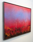 An ethereal cloud of deep blue floats across the canvas against a backdrop of fiery red, dashes of orange and black paint drips in this vibr… Image 2