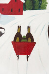 This folk art painting of a red sleigh in winter is by Maud Lewis. Image 7