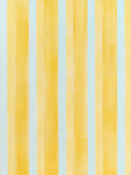 Vertical stripes of buttercup yellow and cloud blue are each separated from the other by a mere whisper of white canvas.