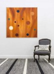 Spheres of burnt orange, turquoise and sapphire blue move in a lyrical ballet across a hot orange ground in this masterful canvas by Milly R… Image 6