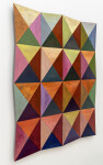 A kaleidoscope of vivid colours form triangular patterns in this engaging contemporary work by Parvis Djamtorki. Image 2