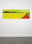 This minimalist abstract painting of a landscape offers a pop of the colour red. Image 7