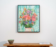 A pretty, mixed floral bouquet fills the canvas with joyful colour in this still-life painting by Pat Service. Image 11