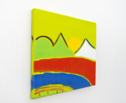 Bold, bright colours and clean lines capture the essence of a setting sun as it slips behind a mountain range. Image 3