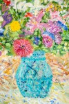 Two bouquets become one to create a lavish brightly coloured arrangement in this floral still life by Pat Service. Image 6