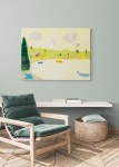 The colours of summer—pastel yellows, blues, and green are re-imagined in this charming view of Emma Lake, Saskatchewan rendered by BC artis… Image 7