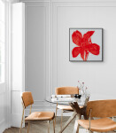 The distinctive shape of a bright red lily pops from the canvas in this engaging floral abstract by Vancouver artist, Pat Service. Image 5