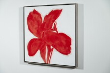 The distinctive shape of a bright red lily pops from the canvas in this engaging floral abstract by Vancouver artist, Pat Service. Image 4