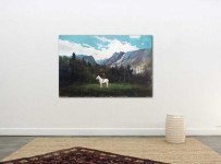 The iconic presence of a Mountie in red serge on a ghostly white horse is set against the epic backdrop of a mountain landscape. Image 7