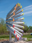 This modern contemporary outdoor sculpture is forged from steel in an abstract form. Image 3