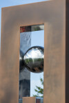 This contemporary sculpture is forged from stainless steel and designed for the outdoors. Image 4