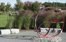 This minimalist steel outdoor sculpture is by a Quebec artist. Image 8