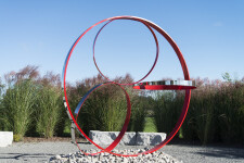 This minimalist steel outdoor sculpture is by a Quebec artist. Image 7