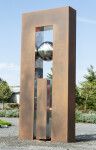 This contemporary sculpture is forged from stainless steel and designed for the outdoors. Image 3