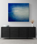 This contemporary abstract painting is rendered in vivid blue. Image 11